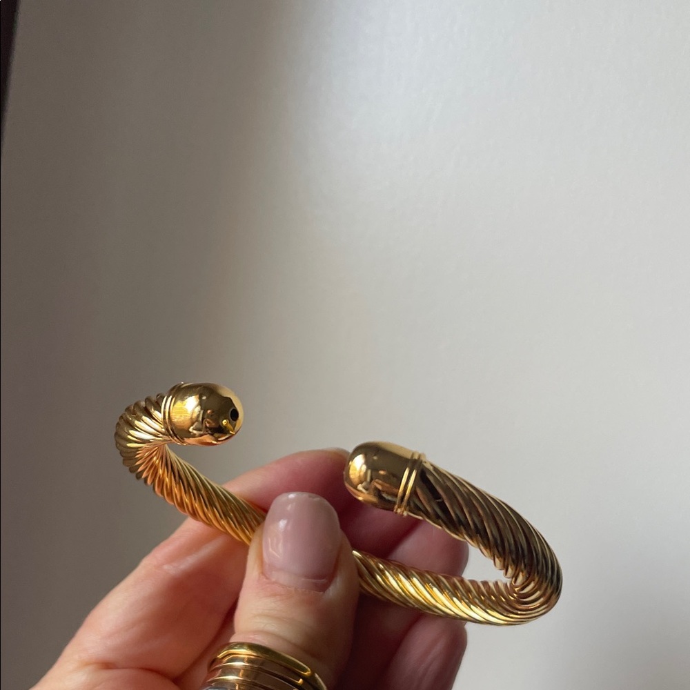 Gold-Tone Twisted Cable Open Cuff Bracelet